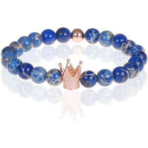 Memphis heren armband Blauwe kralen Rose Kroon