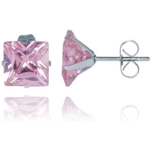 LGT Jewels Stud oorbellen Edelstaal Classic Pink 6mm