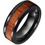 Wolfraam heren ring Tom Jaxon zwart Glans Palissander Inlay-18mm