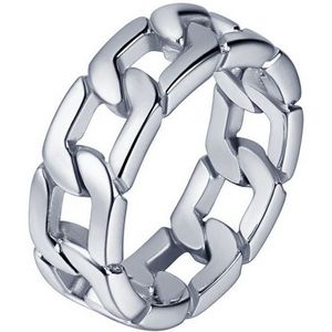 Edelstaal heren ring Cuban Link zilverkleurig-21mm