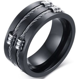 Zwarte stalen kabel ring-21mm