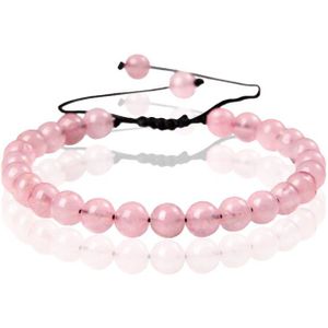 Memphis No.2 Natuursteen  Armband Dames - 6mm Pink Quartz