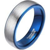 Wolfraam ring geborsteld zilver met Blauw 6mm-18mm
