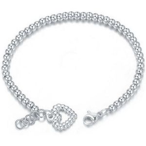 Cilla Jewels Dames Armband Kraalvormig met Hart Zilver