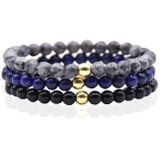 Memphis Stacked Kralen Armbanden set - 6mm Dark