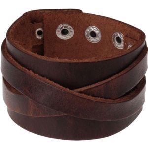 Brede leren armband voor mannen Vintage Brown