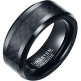 Wolfraam heren ring Carbon Fiber Zwart 8mm-19mm