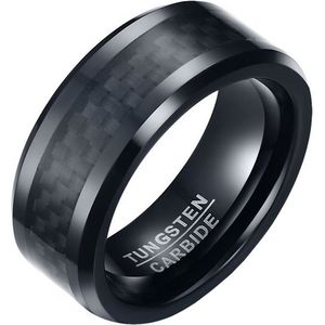 Wolfraam heren ring Carbon Fiber Zwart 8mm-19mm