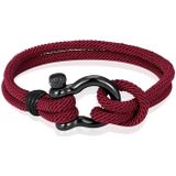 Nautische heren armband Paracord Edelstaal Anker Bordeaux-19cm