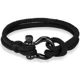 Nautische heren armband Paracord Edelstaal Anker Zwart -19cm