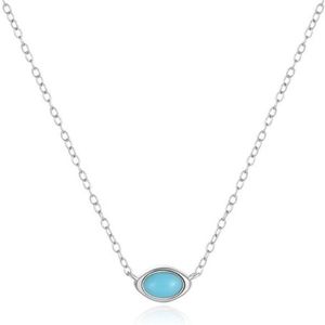 Elenza Zilveren Ketting met Delicaat Turkoois Oog in 925 Sterling Zilver