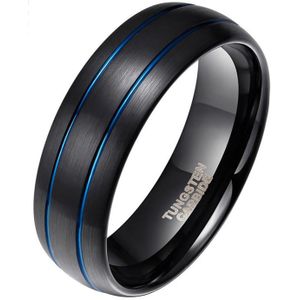 Wolfraam heren ring Classic Groove Zwart Blauw 8mm-18mm