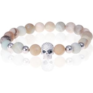 Memphis kralen armband Frosted Amazoniet Skull