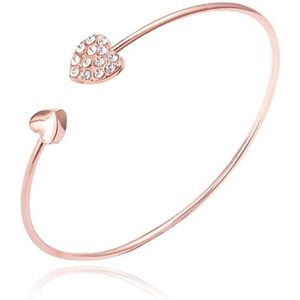 LGT JWLS Bangle Armband met Harten - Rose Gouden Coating