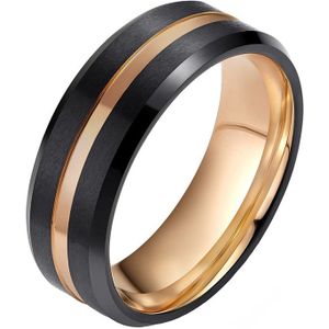 Wolfraam heren ring Zwart met Rose 8mm-20mm