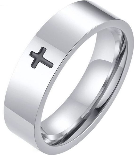 Stalen mannen ring LGT Jewels Zwart Kruis-22mm