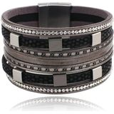 Deja Jewels Meerlaags Armband - Squares Black