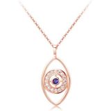 Rose Kleurige Evil Eye Dames Ketting met Witte en Blauwe Zirkonia