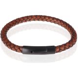 LGT Jewels leren armband Stalen sluiting Bruin Zwart-19cm