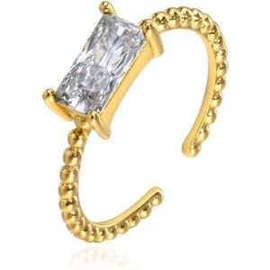 Cilla Jewels Vergulde Ring met Langwerpige Transparante Zirkonia