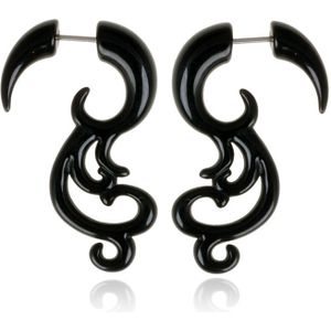 Tribal bone oorbellen Black Waves