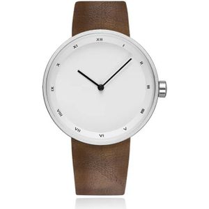 LGT JWLS Herenhorloge met Bruine Leren Band en Witte Wijzerplaat