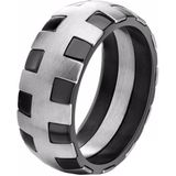 Edelstaal heren ring Stitches Silver Black-21mm