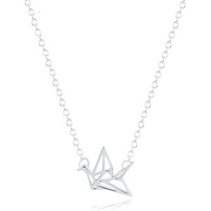 LGT Jewels Dames ketting Origami Crane hanger Zilverkleurig