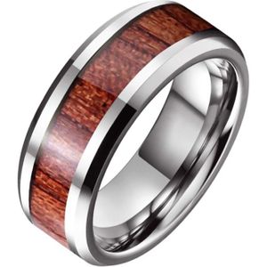 Wolfraam heren ring Tom Jaxon Zilverkleurig Glans Palissander Inlay-21.5mm