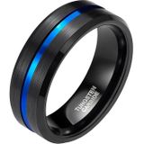 Wolfraam heren ring Zwart met Blauw 8mm-19mm