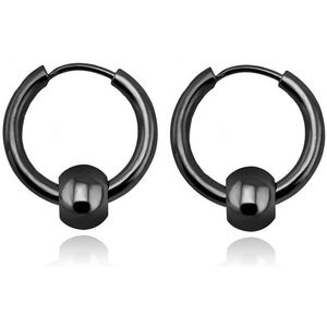 Stalen creolen Flexible Bead Black-18mm