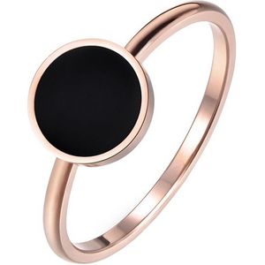 LGT Jewels Dames ring Edelstaal Rose Zwart Acryl-18mm