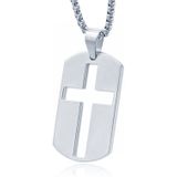 Schakelketting Dogtag Zilverkleurig met Kruis Symbool