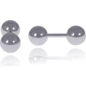 LGT Jewels Stud oorbellen Dubbele Bol Zilver 4mm