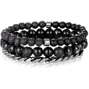 Memphis kralen armbanden Set Agaat Zwart