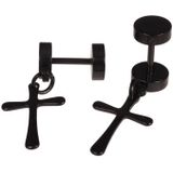 Cross Stud oorbellen Titanium Black