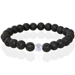 Memphis Kralen Armband Lavasteen Edelstaal Kraal-21cm