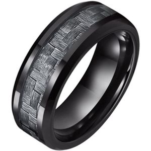 Wolfraam heren ring Tom Jaxon zwart Glans Carbon Fibre Inlay-21.5mm