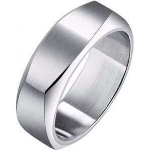 Zilverkleurige Mendes heren ring gepolijst Staal-19mm