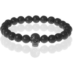 Memphis kralen armband Lavasteen Black Skull