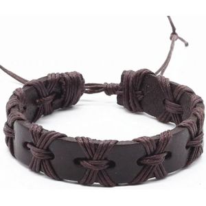 Verstelbare leren armband LGT Jewels Touw Bruin