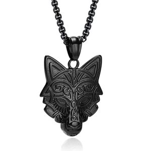 Mendes Nordic Heren Ketting - Rune Wolf Black