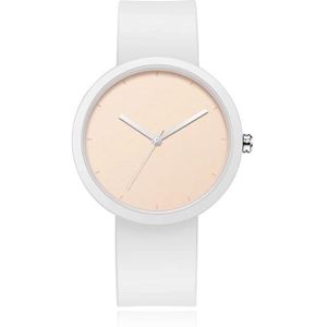 LGT JWLS Dameshorloge met Witte Rubberen Band - Witte Horlogekast met PVD Coating, Minimalistisch Design