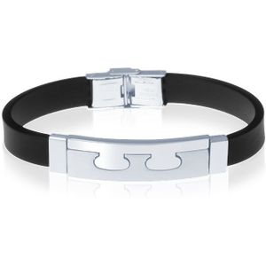 Siliconen heren armband RVS Element Zwart Zilver