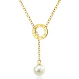 Dames ketting Cilla Jewels Edelstaal Verguld Goudkleurig Love Disc Parel