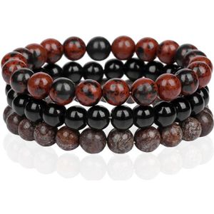 Memphis Stacked Heren Armbanden set - 8mm Brown-19cm