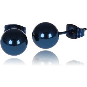LGT Jewels Stud oorbellen Bol Blauw 4mm
