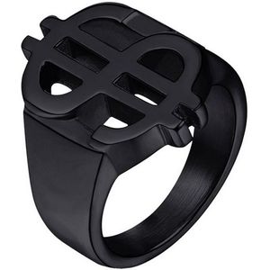 Edelstaal heren ring US Dollar Zwart-19mm