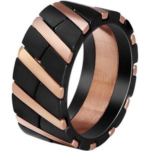 Edelstaal heren ring Diagonal Stripe Black Rose-20mm