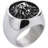 Mendes heren ring Leeuw Edelstaal Zilverkleurig-21.5mm